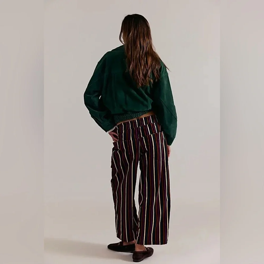 NWT FREE PEOPLE WE THE FREE Easy Peasy Printed Cord Jeans | Brown Combo $148 XS - Picture 3 of 12